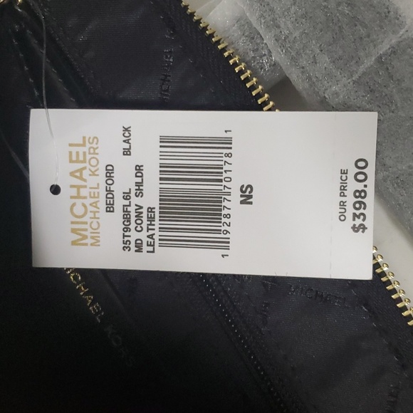 NWT Michael Kors Leather Convertible Medium Bedford Shoulder Hobo BLACK - Picture 11 of 12